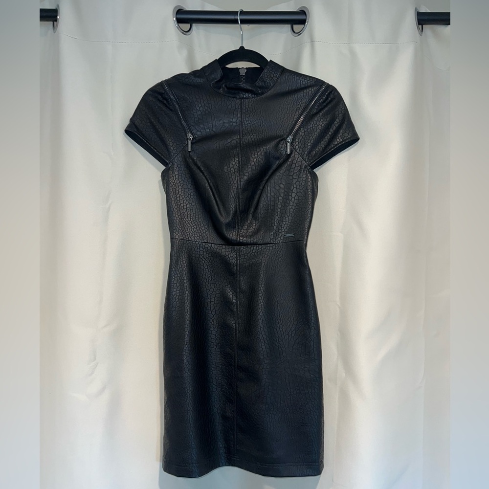 Armani Exchange Black Faux Leather Dress